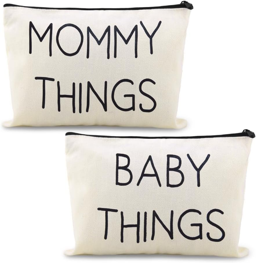 Mommy Baby Things Pouch Bag Set for Travel Toiletry Diaper Holder Zipper Diaper Bag Organizer for Mother Mom Makeup Cosmetics Storage Pouch Baby Stuff Organzier New Mom Mother Day Gift