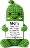 Jettryran Mothers Day Birthday Gifts for Mom from Daughter Son Handmade Positive Crochet Pickle “Big Dill”Gift for Mother in Law Stepmom Bonus First for New Mom I Love You Mama Small Decor