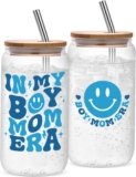 Boy Mom Gifts, Mom Christmas Birthday Gifts from Son, First Mothers Day, Pregnant New Mama, Mommy To Be, Baby Shower – 16 Oz Women Cup Can Glass