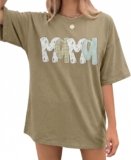 Women’s Overstimulated Moms Club T-Shirt Vintage Floral Print Oversized Casual Tee Funny Mom Life Shirt