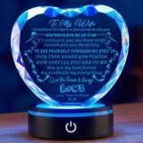 Gifts for Wife, with Colorful LED Base, I Love You Gift for Her from Husband, Best Wife Anniversary Birthday Gift Ideas, Motivational Desk Decor, Encouragement, Appreciation Gifts for Women