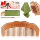Birth Comb for Labor – Natural Wooden Pregnancy Essential and New Mom Gift | Natural Wooden Birth Comb Offers Handheld Focus during Labor and Doubles as a Baby Comb, Shower Comb and New Mom Gift.