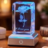 3D Rose Crystal Night Lamp with Adjustable LED Lights – I Love You, Mothers Day Gifts Ideas for Mom Valentines Day, Anniversary, Birthday Gift for Her, Wife, Girlfriend