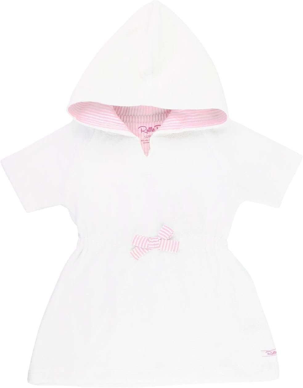RuffleButts® Girls w/Pink Seersucker Terry Hoodie Swimsuit Cover-Up
