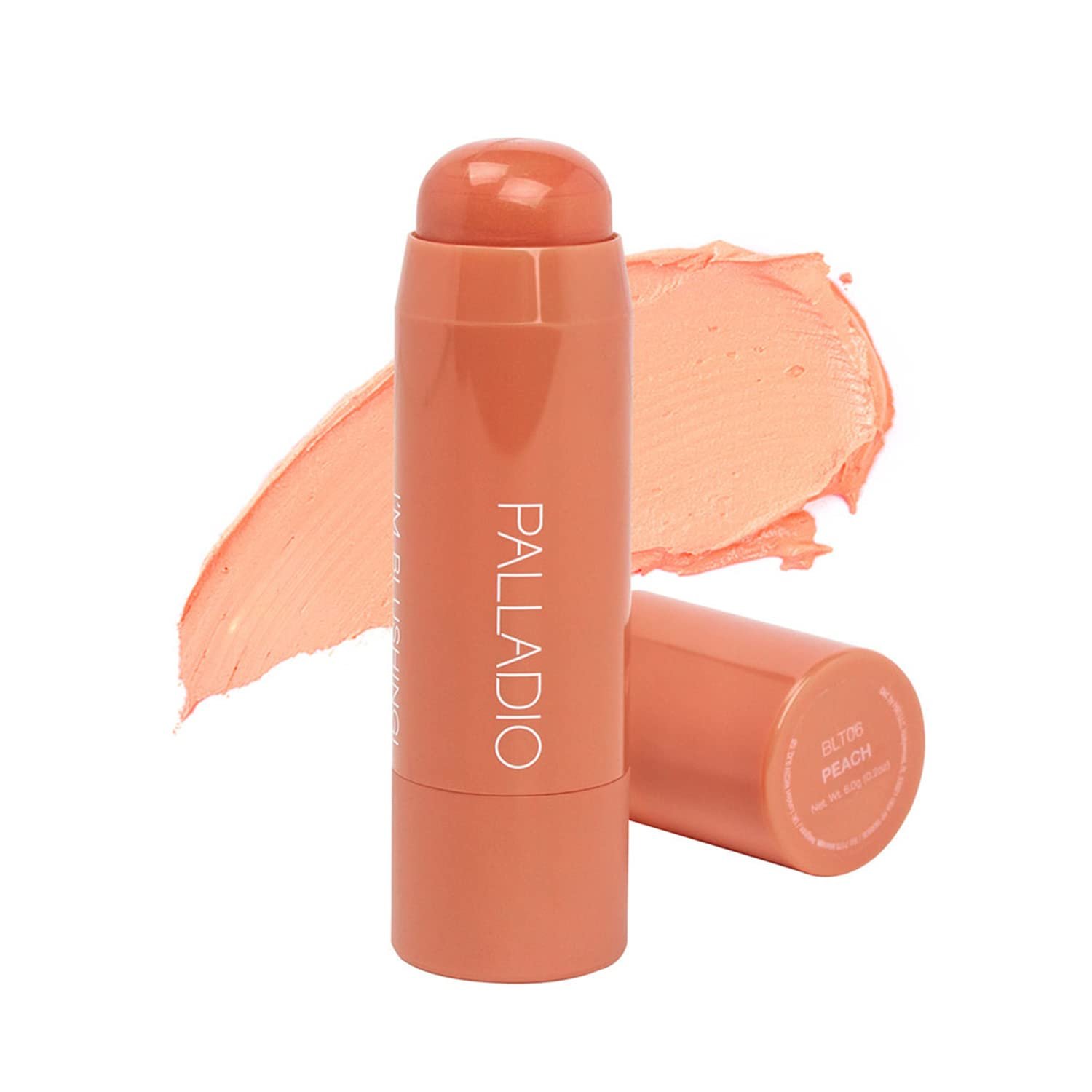 Palladio I’m Blushing 2-in-1 Cheek and Lip Tint, Buildable Lightweight Cream Blush, Sheer Multi Stick Hydrating formula, All day wear, Easy Application, (Peach)