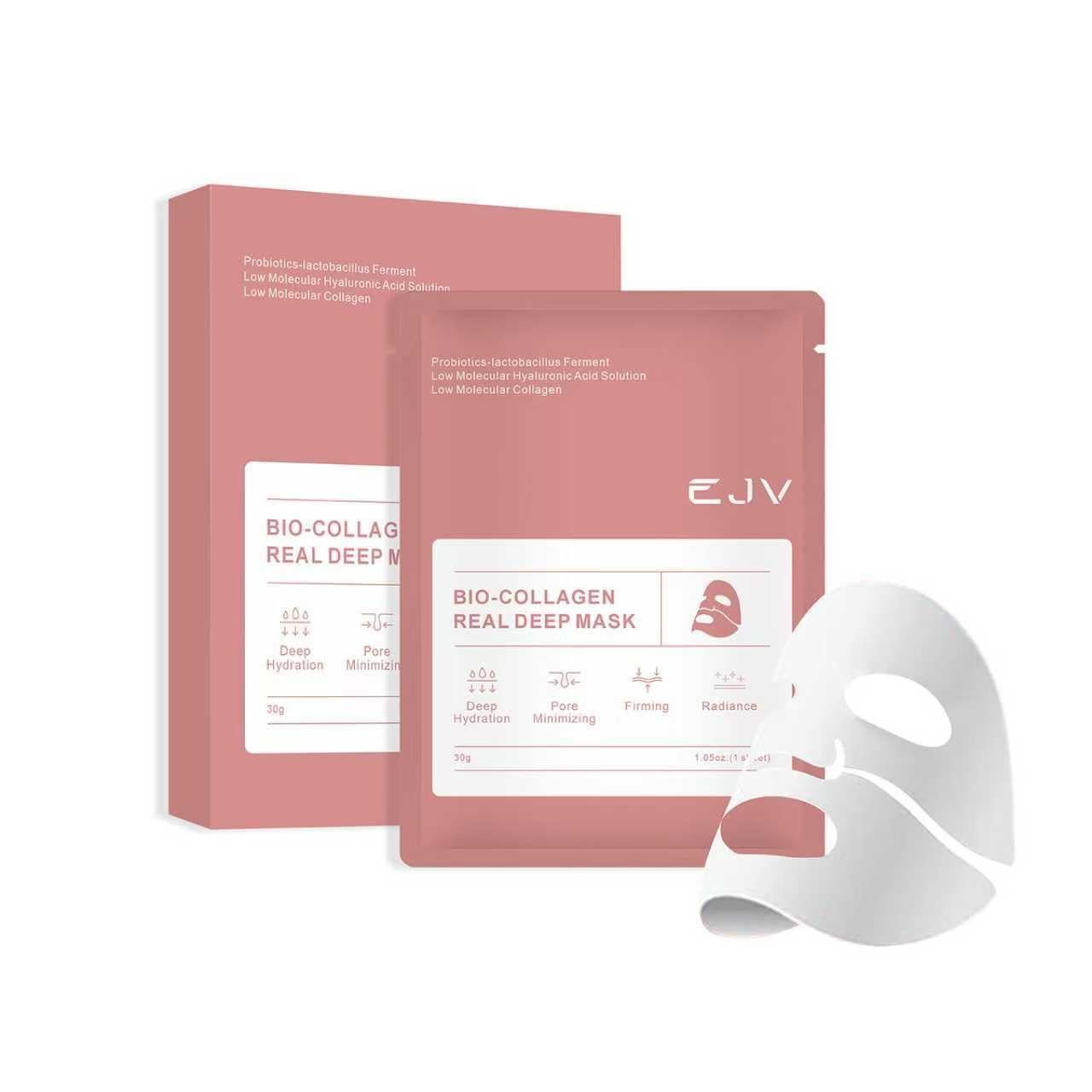Bio-Deep Collagen Face Mask, Overnight Deeply Hydrate, Korean-style Ultimate Skincare, Suitable for Ladies’ Delicate Skin Care, Pore Minimizing, Firm Skin -1.05oz (30g) x 4PCS