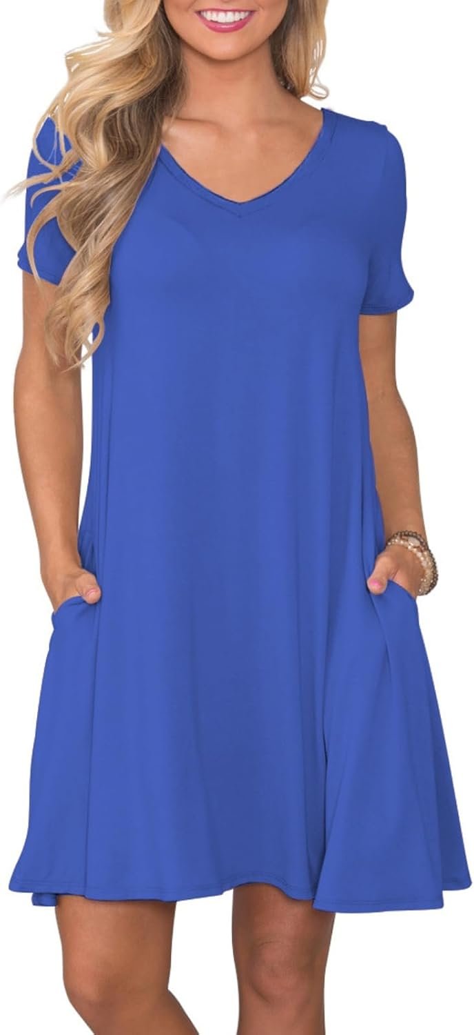 lionstill Women’s Casual T Shirt Dress Summer Short Sleeve Swing Dresses with Pockets