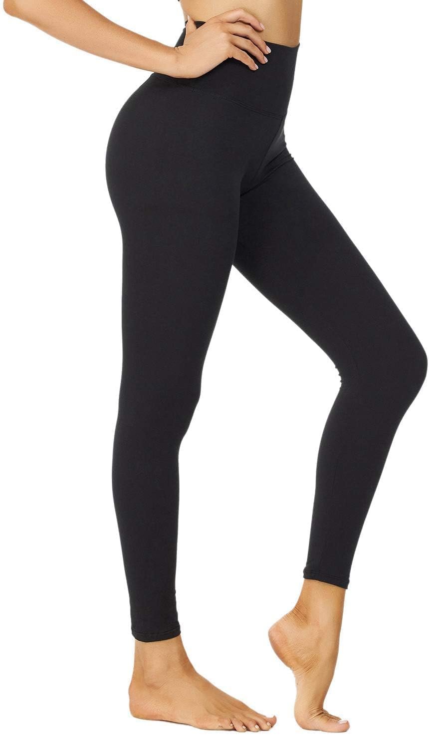 NexiEpoch High Waisted Leggings for Women – Black Tummy Control Compression Soft Yoga Pants for Workout Reg & Plus Size