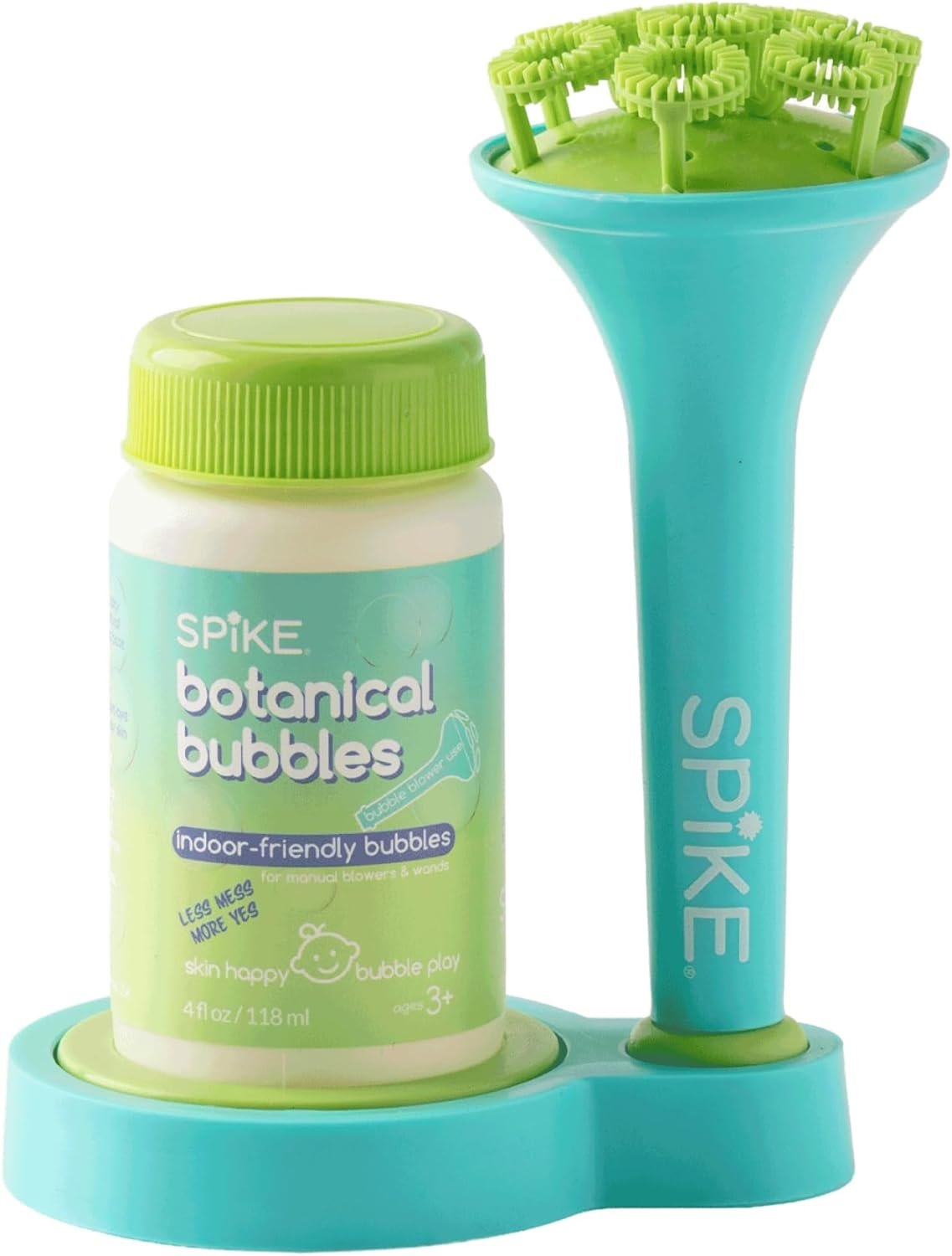 Innobaby Spike Bubble Blower with Mess Free Botanical Bubbles and Dipping Tray – Magic Wand Blows Oodles of Bubbles Without The Mess – Recommended for Speech, Visual & Motor Development – Color: Aqua
