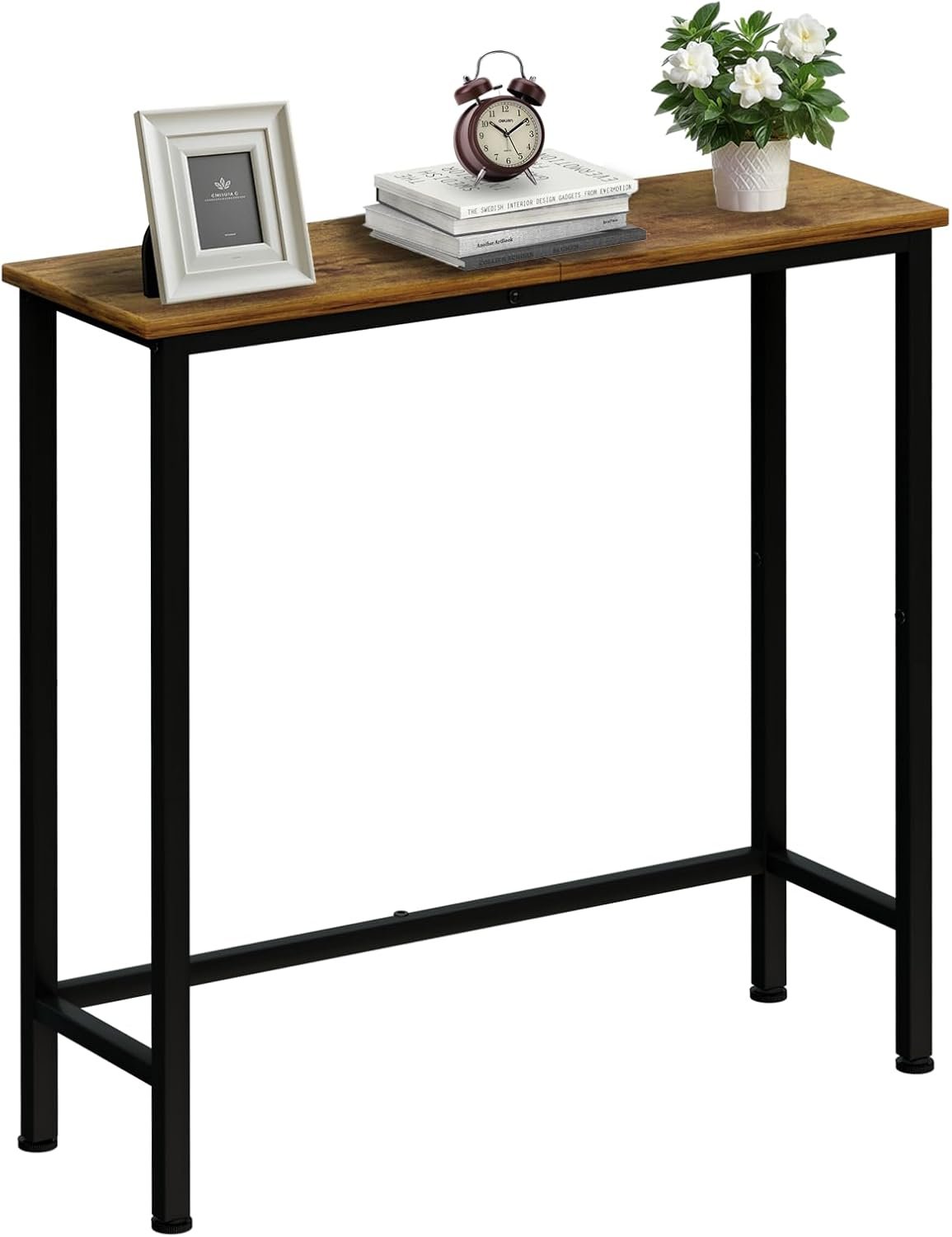 Narrow Console Table, 29.5″ Small Entryway Table, Thin Hallway Tables, Slim Sofa Side Tables for Hallway, Living Room, Bedroom, Foyer, Retro Brown