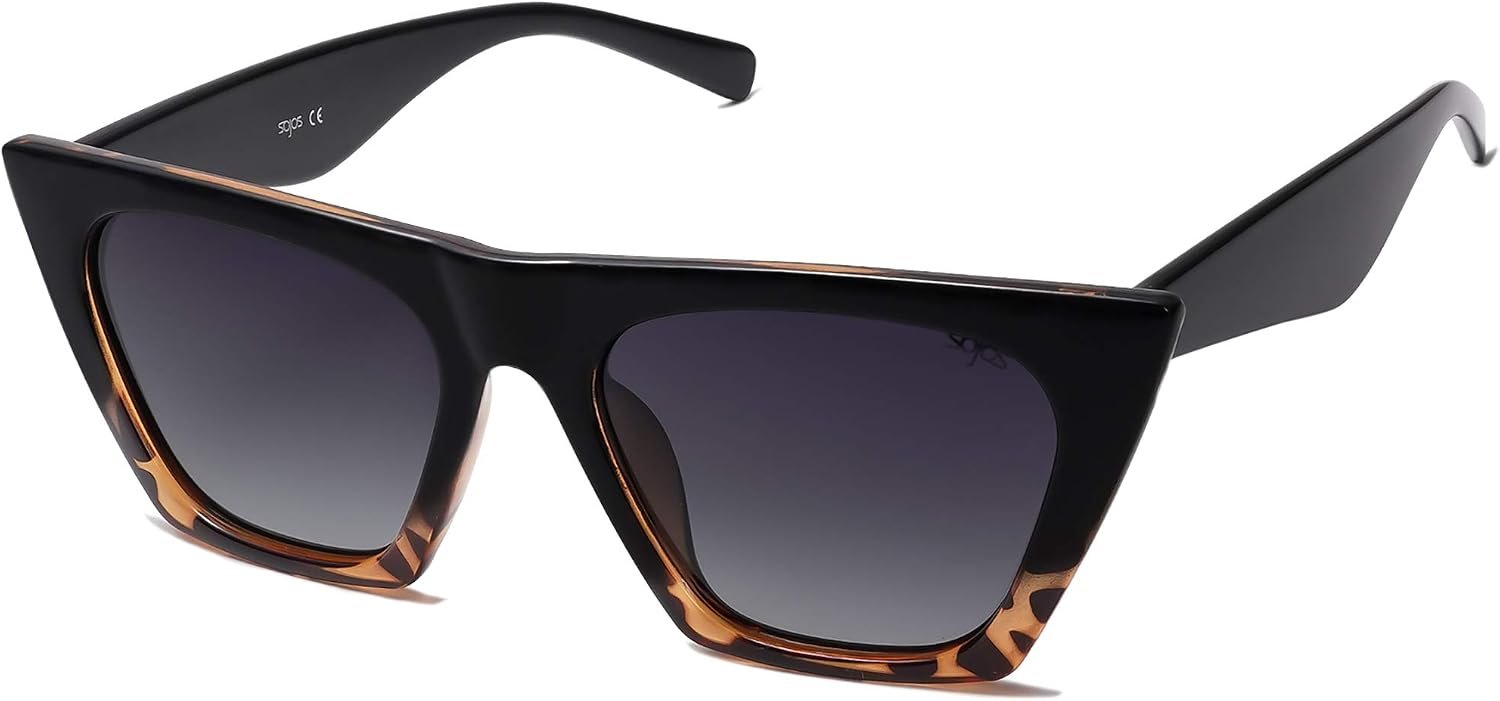 SOJOS Trendy Square Cateye Polarized Sunglasses Womens Big Frame Shades SJ2115
