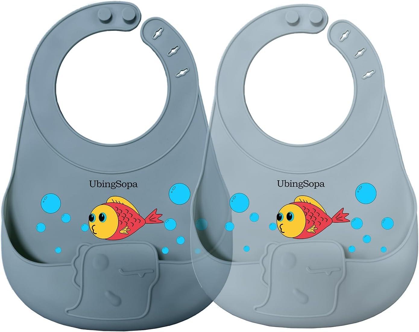 Silicone Baby Bibs – Adjustable, Soft, Waterproof & Durable, with Large Food-Catching Pocket, Feeding-Friendly