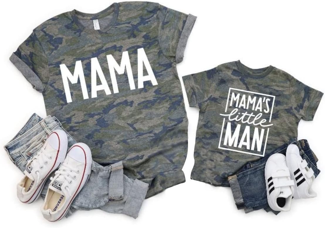 LOTUCY Mom and Son Matching Outfits Mama and Mama’s Litter Man Print Shirts Cute Mom and Son Valentine’s Gifts