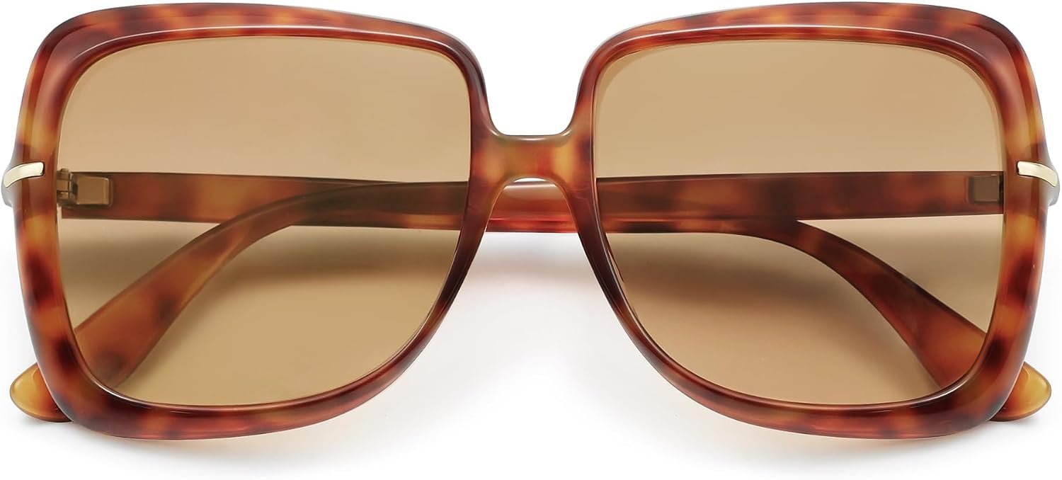 VANLINKER Polarized Oversized Big Trendy Square 70s Sunglasses for Women Retro Vintage Shades VL9836
