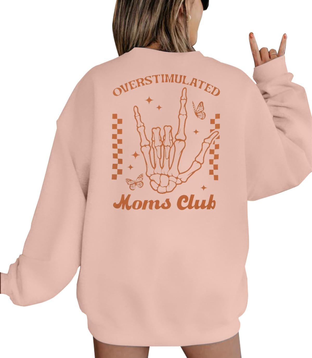 LUKYCILD Overstimulated Moms Club Sweatshirt for Women Mama Shirt Oversized Mom Life Pullover Casual Long Sleeve Tops