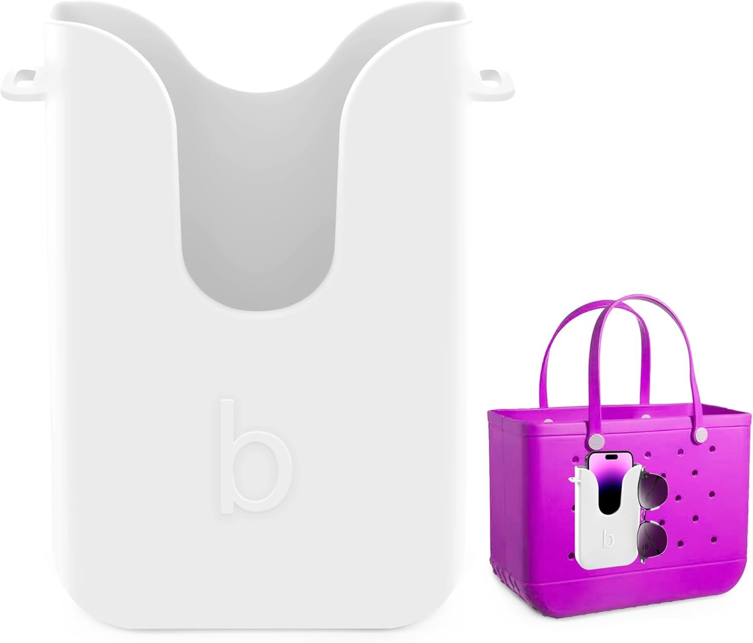 BestStone Silicone Phone Holder for Bogg Bags, Compatible Phone Case Attachment & Similar Beach Tote Bag Accessory – Ideal Holder for Bogg, White