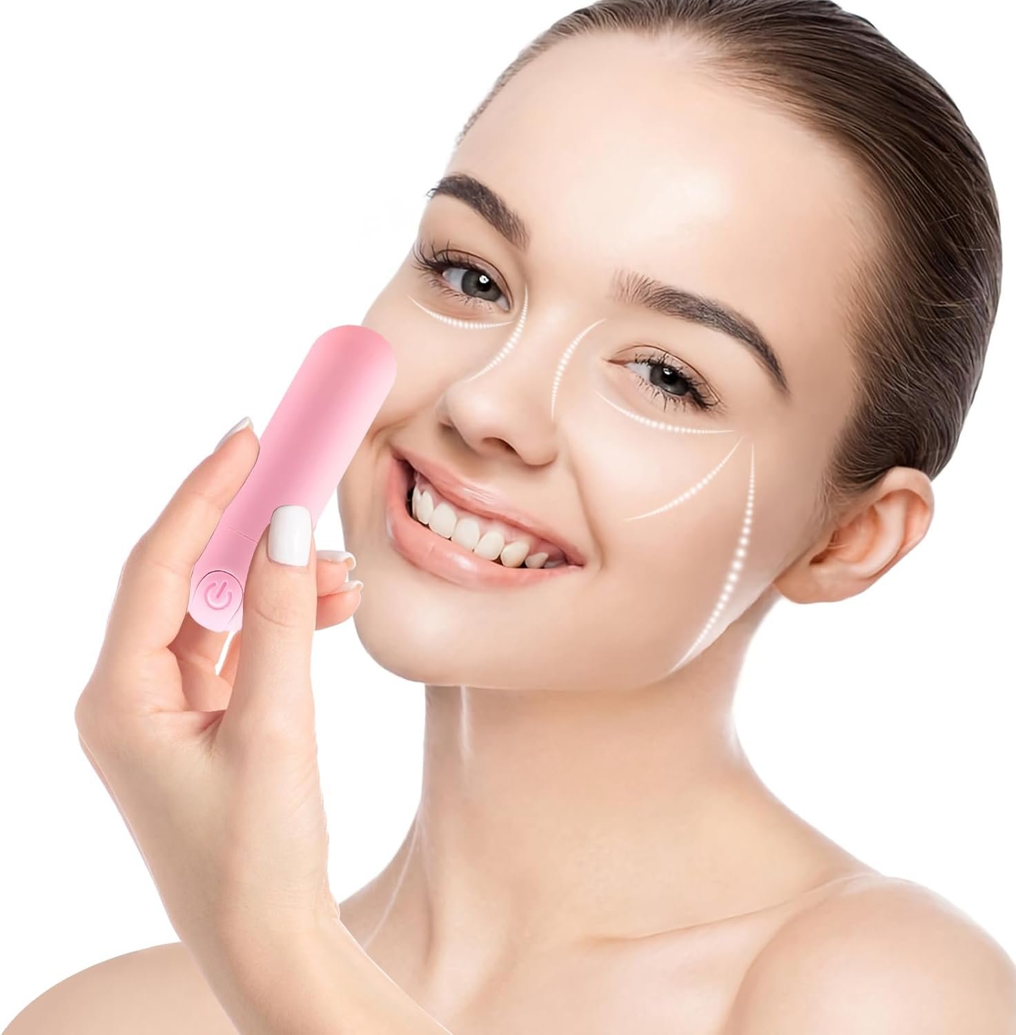 Electric Face Massager, Rechargeable Vibrating Wand with Handheld Massager Tools for Home Stress Relief & Muscle Relaxing for Women (Pink)