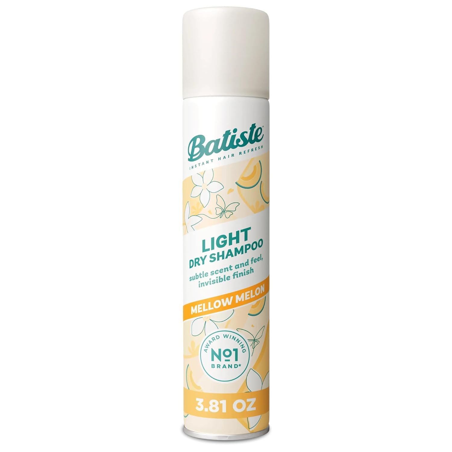 Batiste Light Dry Shampoo, Mellow Melon, Invisible Finish, Refresh Hair & Absorb Oil Between Washes, 3.81 Oz.