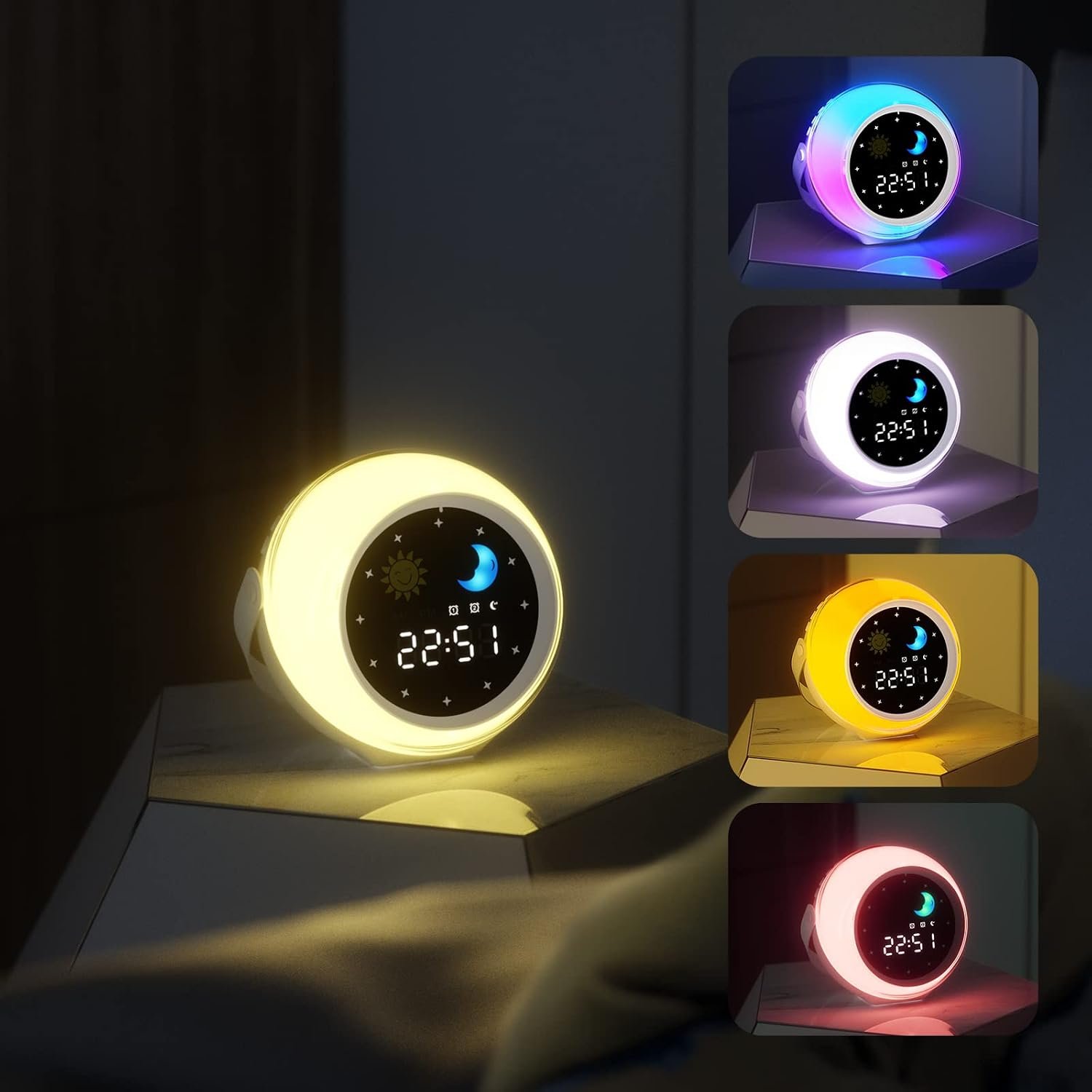 Alarm Clock for Kids, Bluetooth Music Player&Digital Clock, Sleep Sound Machine for Kids Bedroom, Kids Alarm Clock Sleep Trainer with Wake up Light, Ok to Wake Clock for Kids
