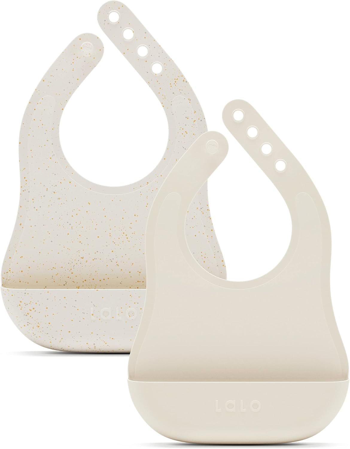Lalo The Bib – Waterproof, Non-Toxic Silicone Baby Bib with Adjustable Neck Band & Silicone Food Pouch Catcher, Set of 2