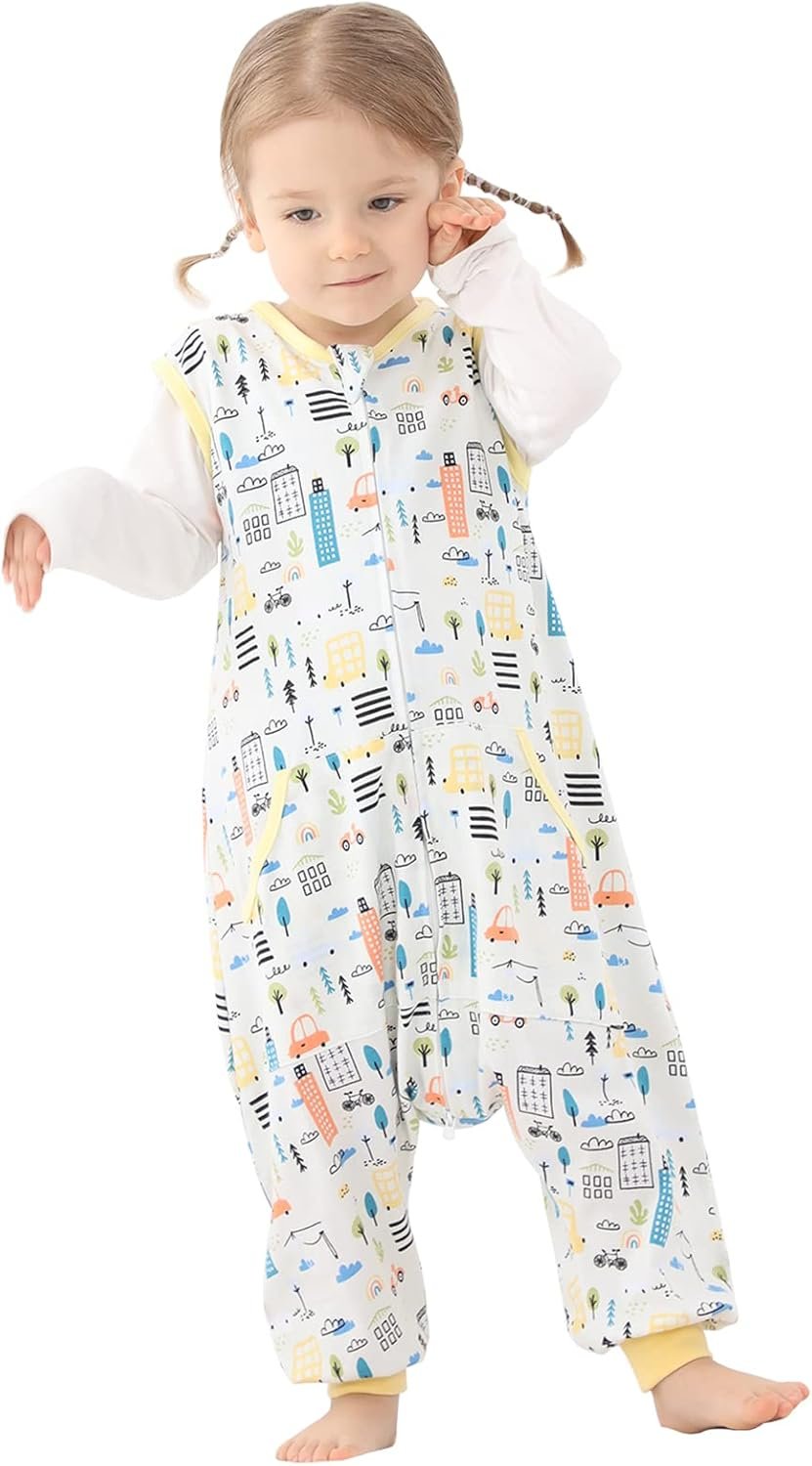 HOMEAL Sleep Sack, 2t-3t Toddler Sleeping Sack with Legs, Sleeveless Baby Sleep Sack for Early Walkers