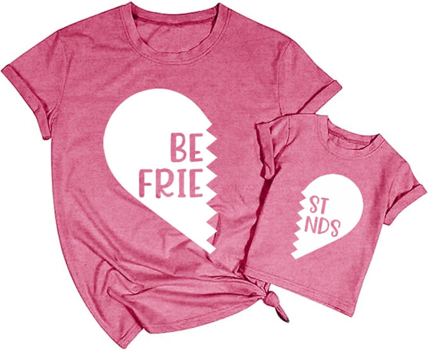 Best Friend Matching Shirts Mom Toddler Split Heart Best Friends T-Shirt Mommy and Me Bestie Tee Tops
