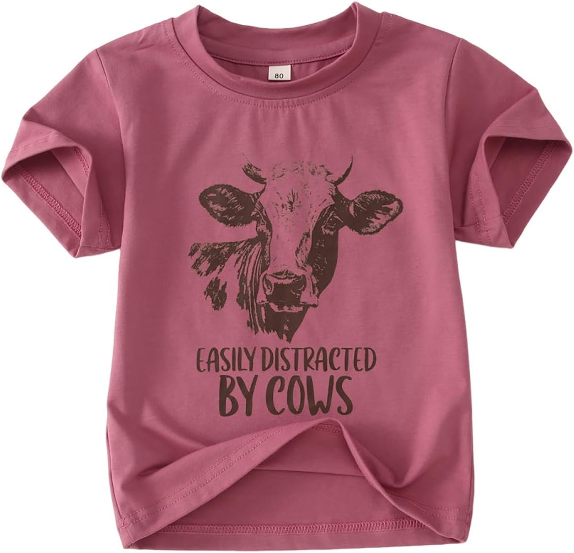 GLIGLITTR Toddler Baby Boy Girl Cow Shirt Funny Farm Animals T-Shirt Outfit Kids Easily Distracted by Cows Graphic Tee Tops