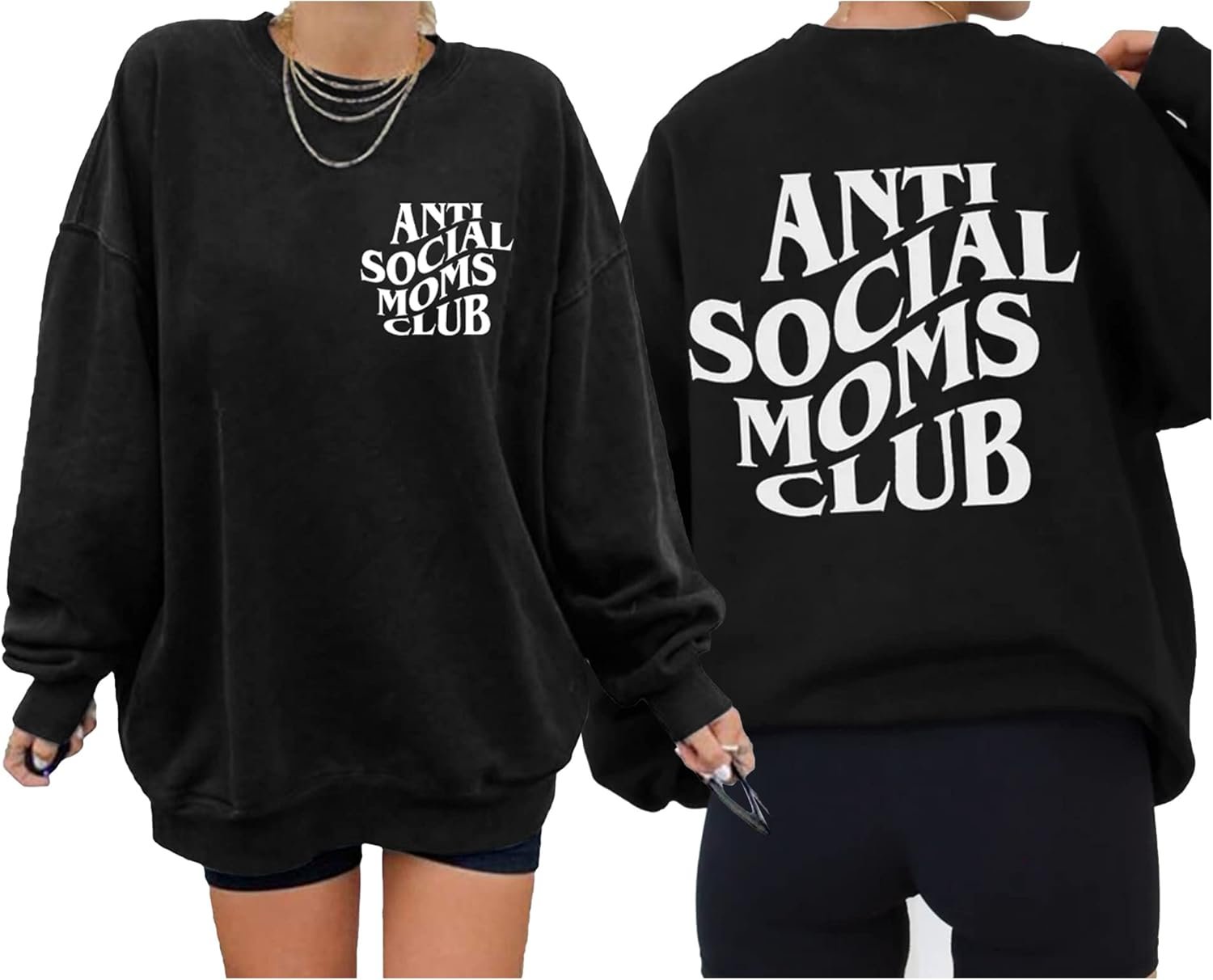 LOTUCY Crewneck Mama Sweatshirt Women Round Neck Casual Oversized Pullover lightweight Long Sleeve Blouse Tops