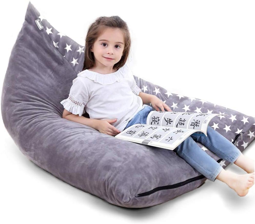 Stuffed Animal Storage Bean Bag Chair Cover | 53″ Extra Large Beanbag for Kids and Adults, Plush Toys Holder and Organizer for Boys and Girls | Premium Velvet – Soft & Comfortabl (Stars Style)