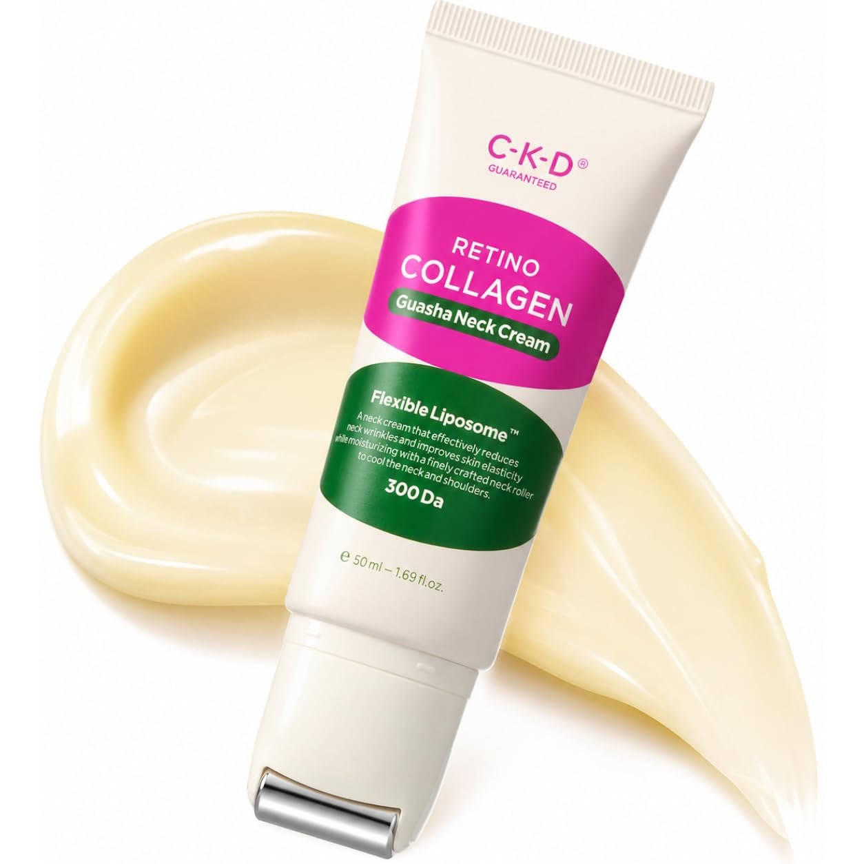 CKD Retinal Collagen Gua Sha Neck Cream, Lifting & Firming Moisturizer for Fine Lines, Turkey Neck & Sagging Skin, Multi-Use for Jawline to Décolleté, Neck Massager, Korean Skincare, 1.69 fl oz