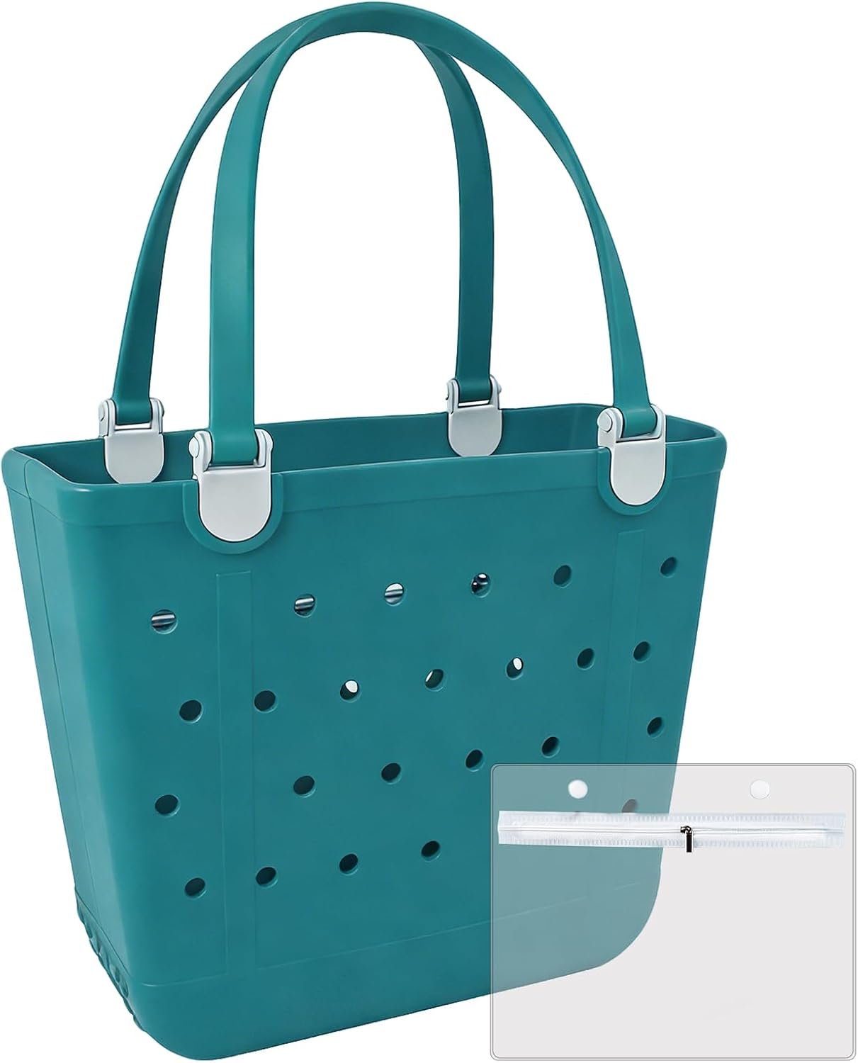 Juyeesm Medium Beach Bag, Waterproof Rubber Beach Bag, Washable Open Tote Bag Durable Tote Travel Bags for Outdoor Sport