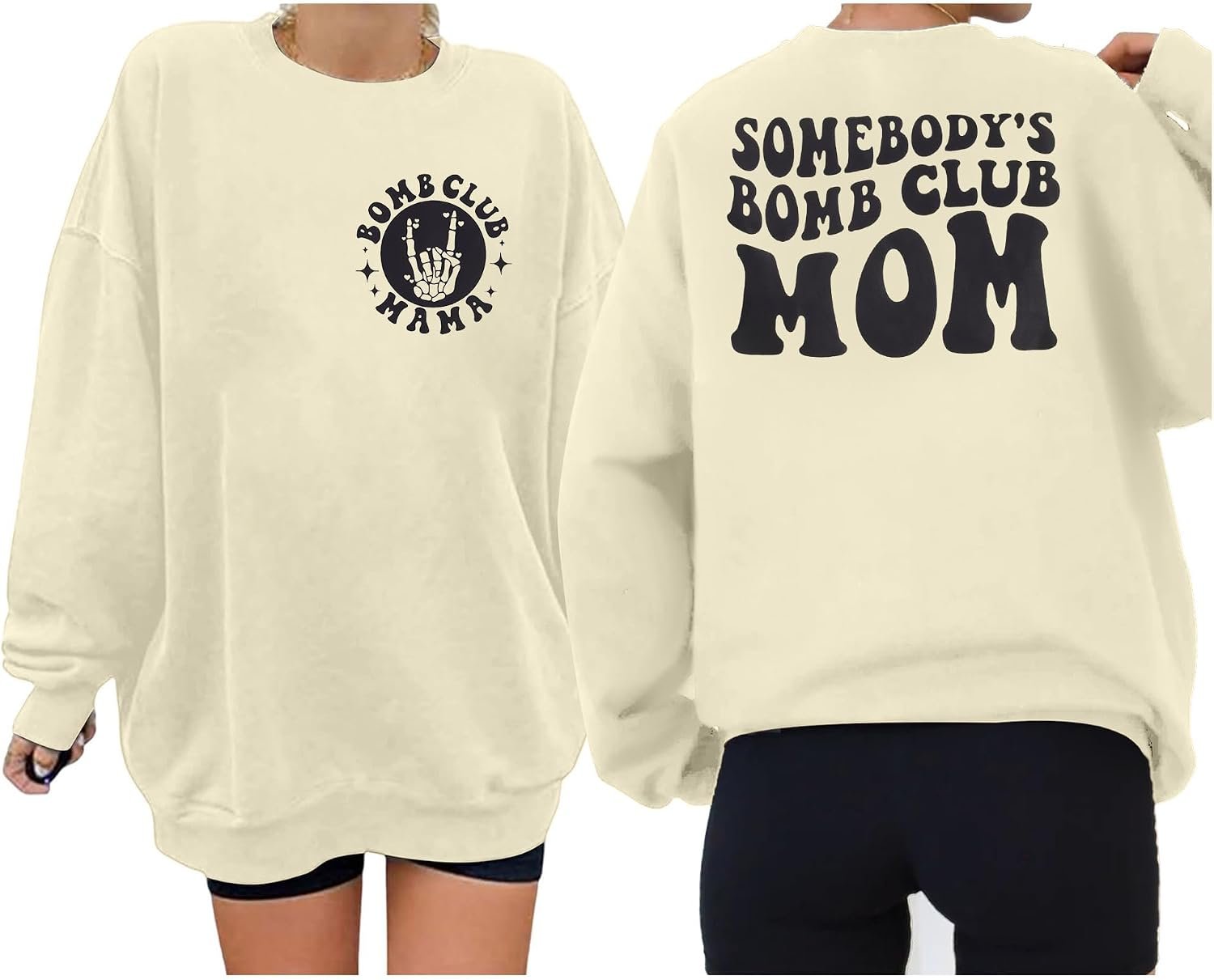 UNIQUEONE Overstimulated Moms Club Sweatshirt for Women Crewneck Mama Sweatshirt Mom shirts Oversized Pullover Tops