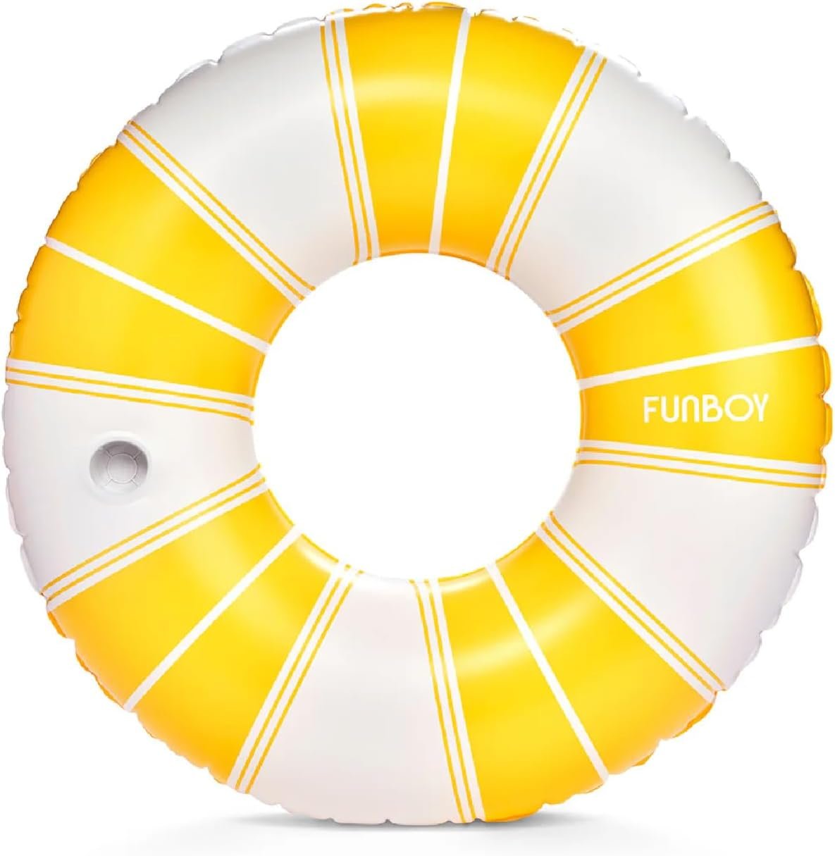 FUNBOY Giant Vintage Stripe Inflatable Pool Float with Cup Holder 48″ Pool Float for Adults Inner Tube Pool Toys Swim Rings Swimming Pool Accessories & Pool Lounger Float for Pool Party & Summer