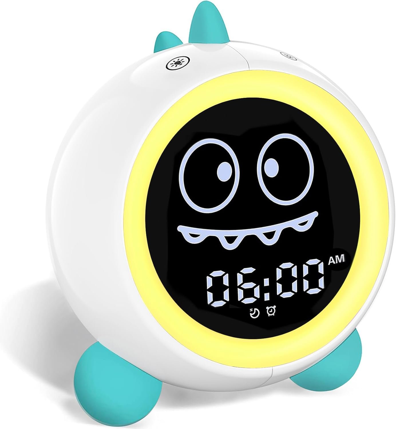 Kids Alarm Clock, Toddler Sleep Training Clock with Sound Machine, Night Lights, Ok to Wake Dinosaur Clock, Gift Ideas for Kids Child (Green)