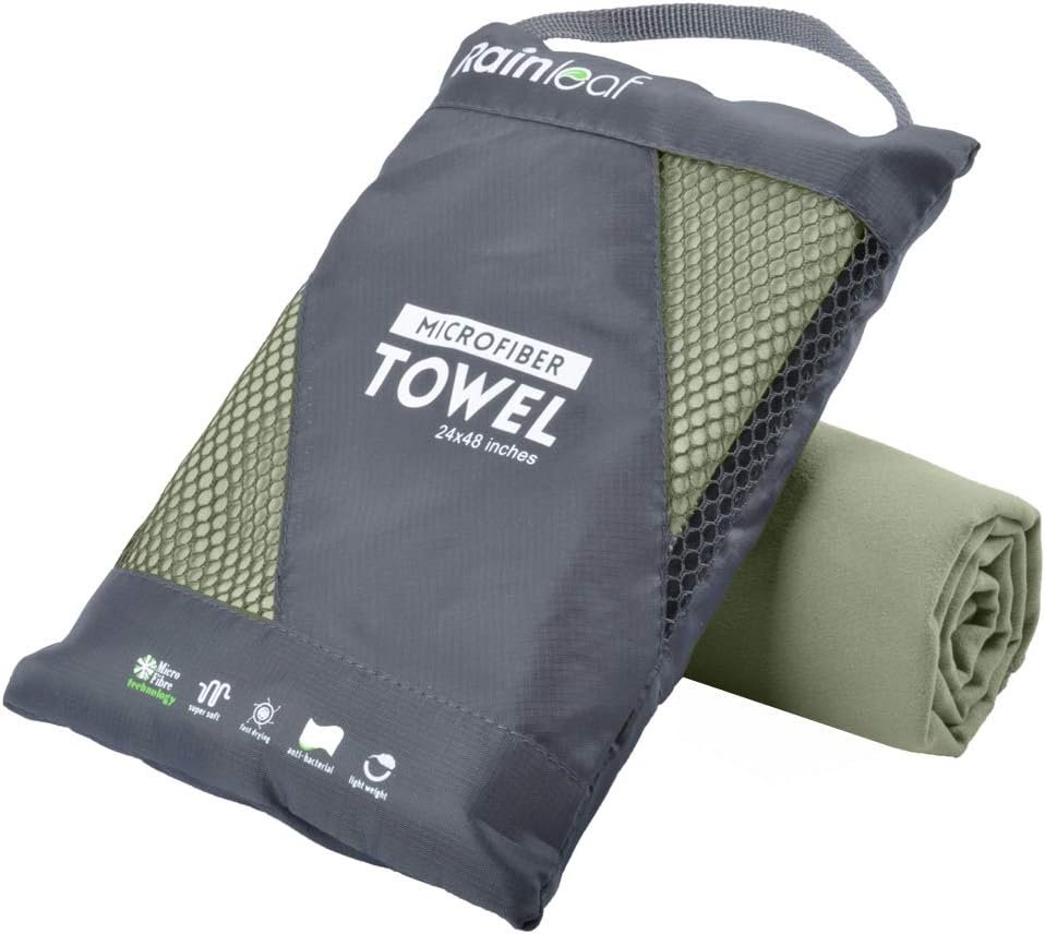 Rainleaf Microfiber Towel Perfect Travel & Gym & Camping Towel. Quick Dry – Super Absorbent – Ultra Compact – Lightweight. Suitable for Trip, Beach, Shower, Backpacking, Pool