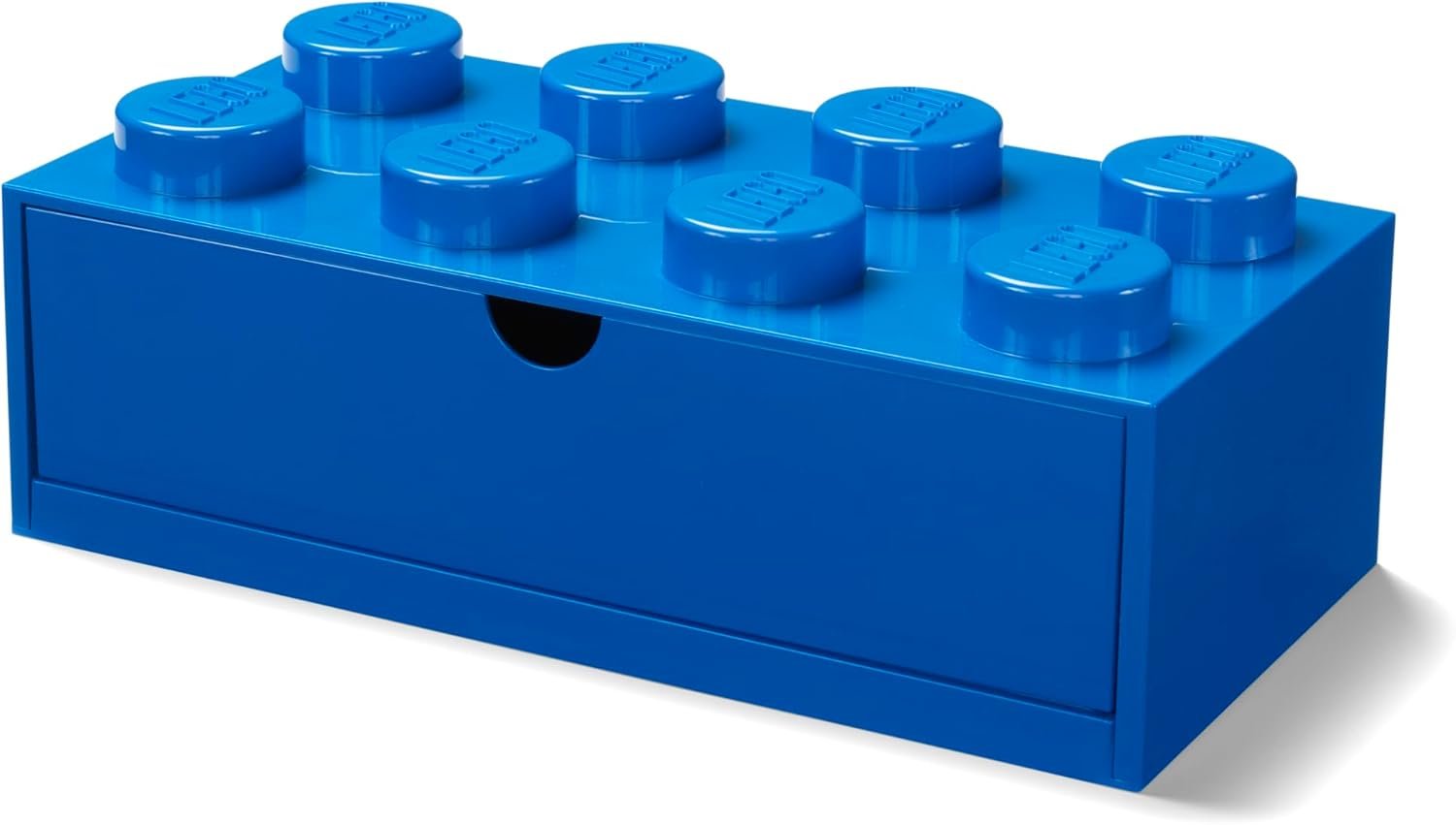 Room Copenhagen Lego Storage Brick 8 Desk Drawer, 8-Stud Stackable Tabletop Storage Box, 12.4 x 6.2 x 4.4 in, Bright Blue