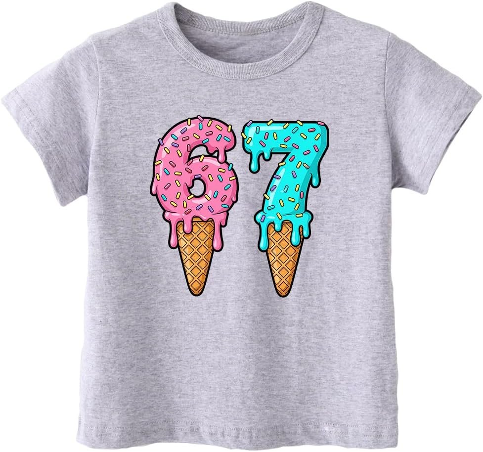 2-7 Years Boys Girls Funny Six Seven Meme 6 7 Ice Cream T-Shirt