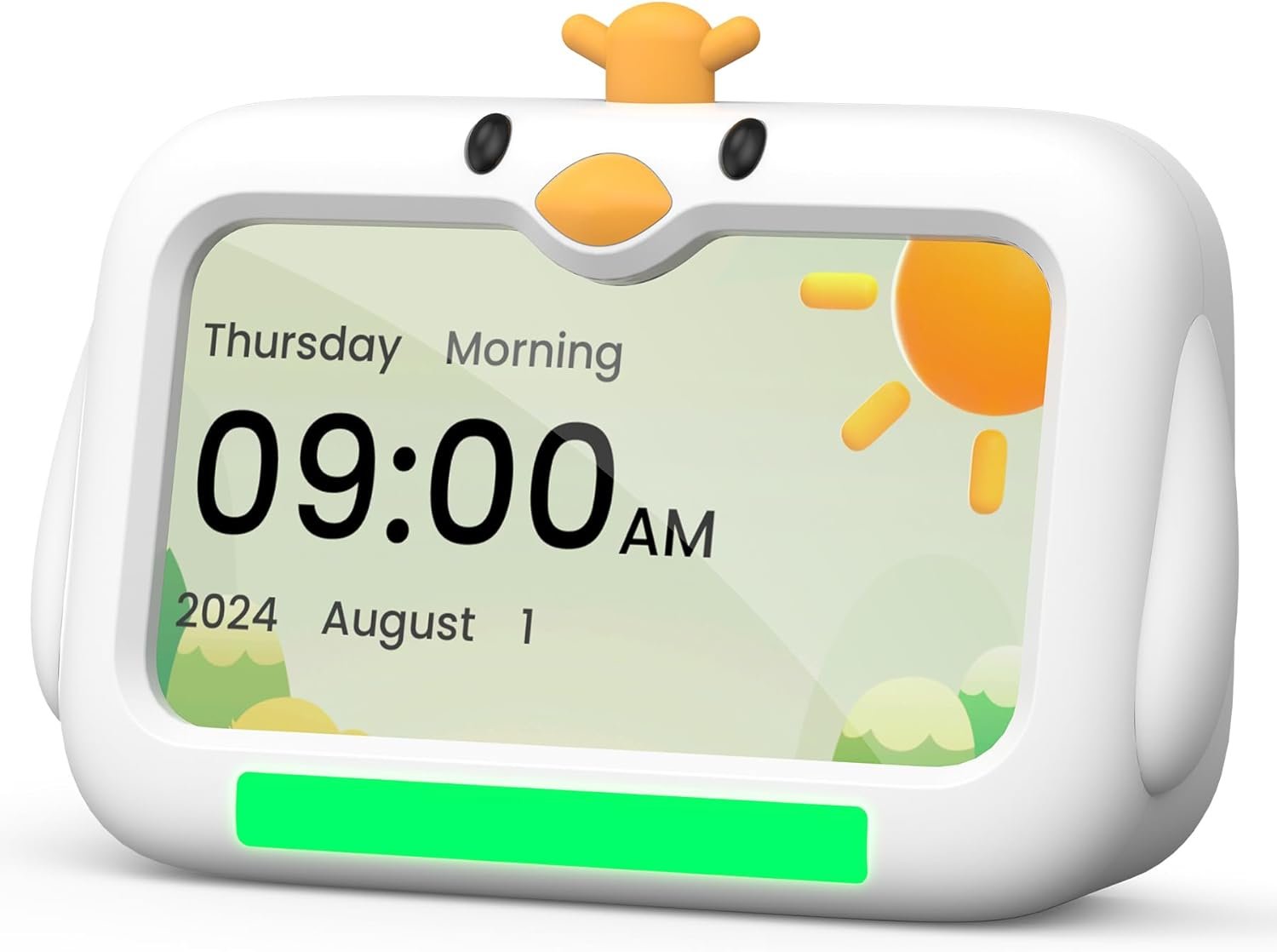 Kids Alarm Clock, OK to Wake Clock with Red & Green Lights, Toddler Sleep Training for Children with 8 Natural Sounds & 2 Levels Night Lights