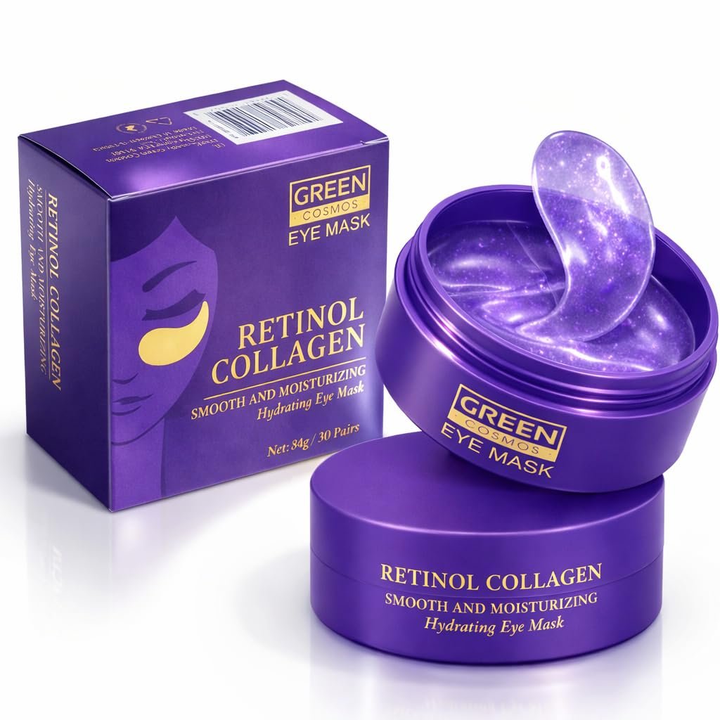 Retinol Collagen Under Eye Patches – Hydrogel Eye Pads (60 patches) with 95% Retinol & 5 Micro Collagen. Nourishing & Non Irritating Eye Gel Mask. Sealing Cap & Spatula Included.