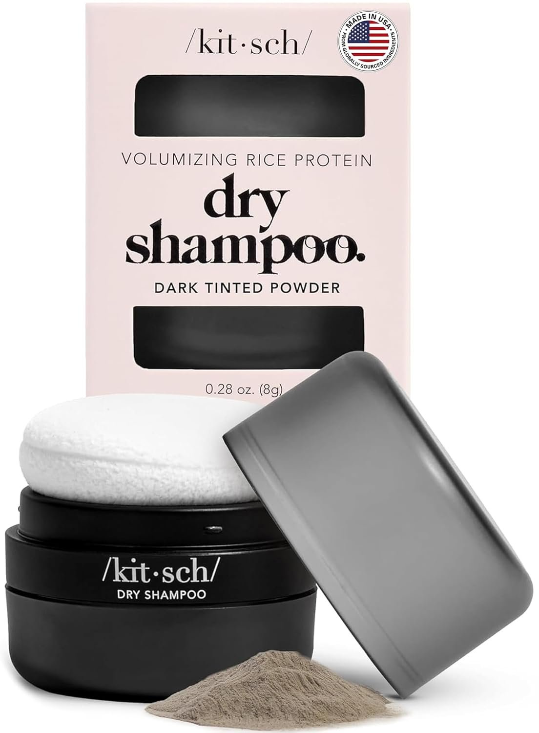 Kitsch Dry Shampoo Powder for Women & Men Dry Shampoo for Dark Hair w/Rice Protein – Unscented, Volumizing, No White Cast, Non Toxic, Non Aerosol, Organic | Ideal Gifts for Women, Travel Size – 8g