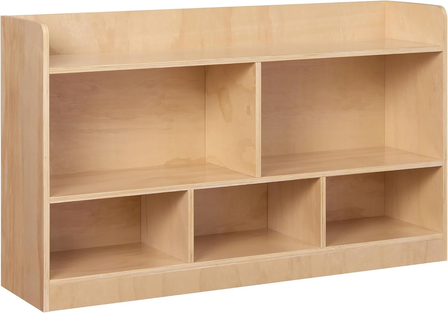 Wooden Storage Cabinet, 2-Tier Montessori Bookshelf, 5-Section Kids Toy Storage Organizer Toddler Book Shelf, Book Shelf for Kids Rooms, Playroom and Preschool