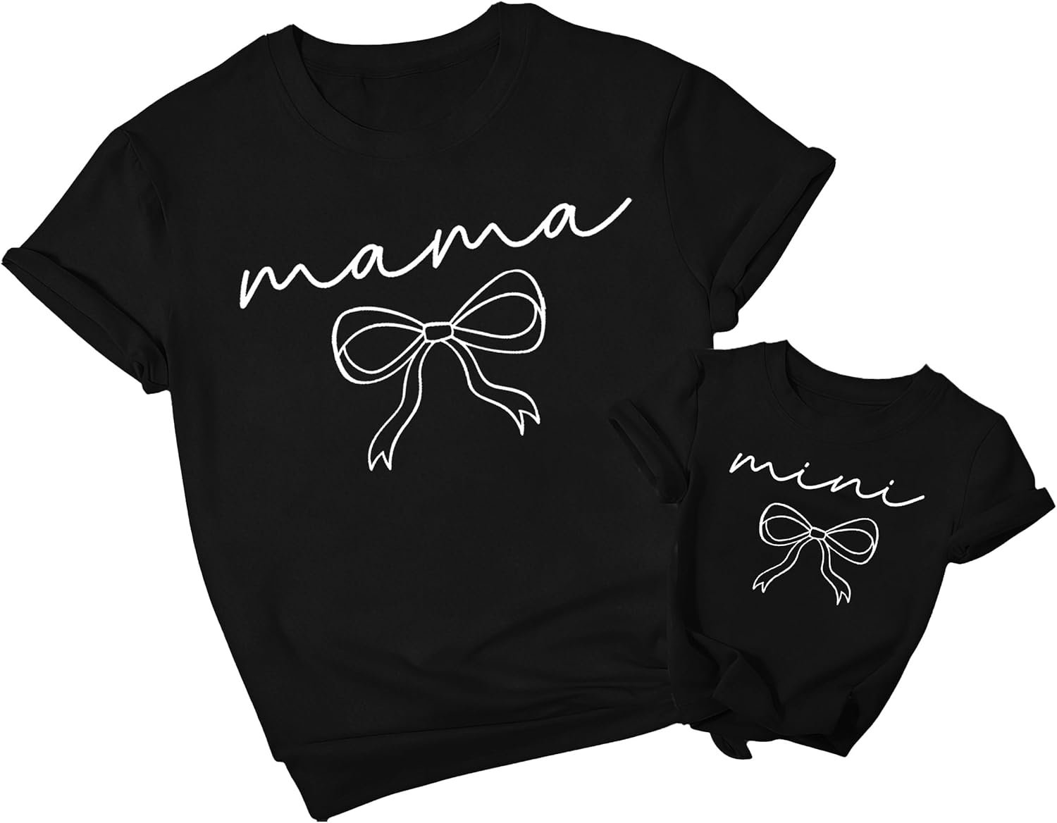 Mommy and Me Shirts Mother Daughter Matching T-Shirt Mama Mini Bow Tee Tops