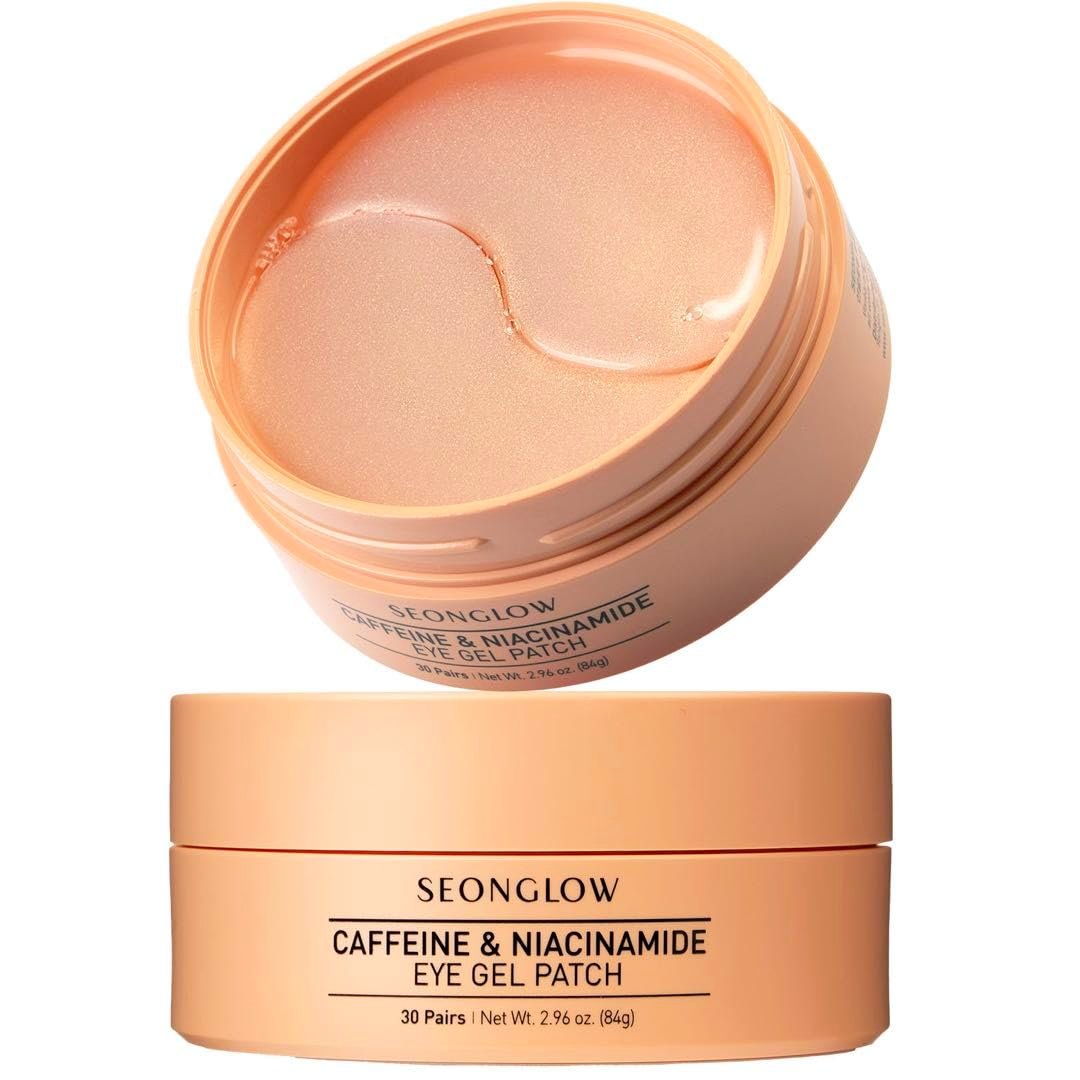 Caffeine Under Eye Patches: 30 Pairs Korean Hydrogel Eye Masks for Dark Circles Puffiness Relief with Niacinamide Hyaluronic Acid – Undereye Brightening Hydrating Anti-Wrinkle Treatment
