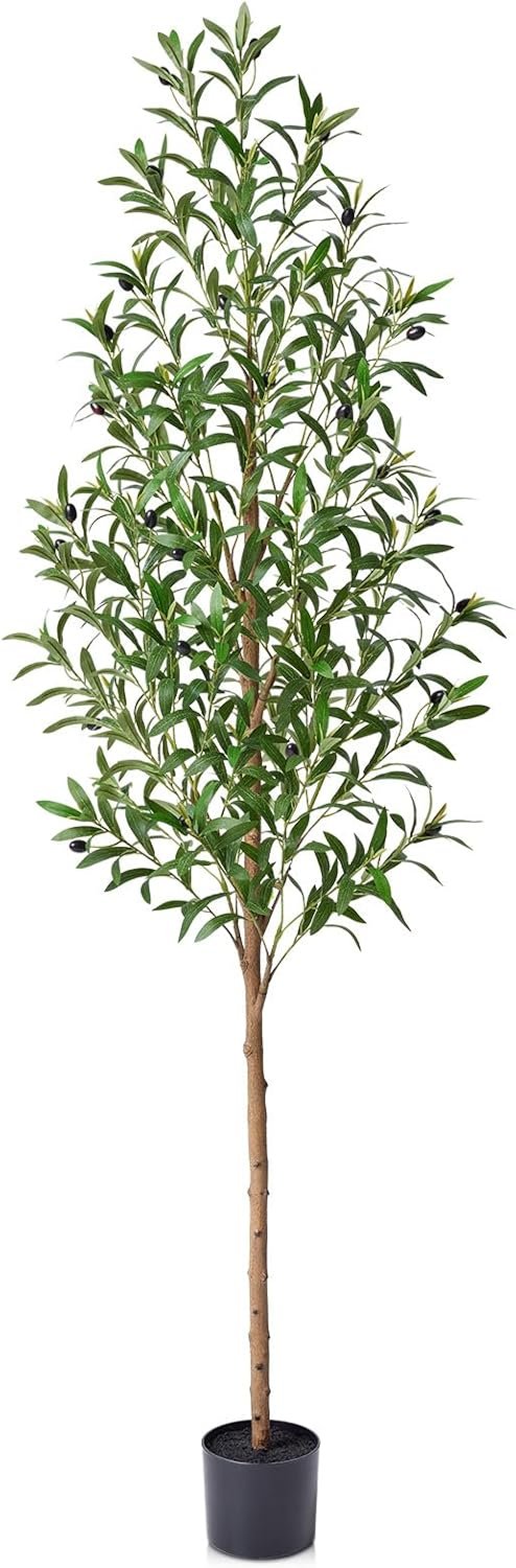 VeriNatural 6FT Artificial Olive Tree Indoor – Real Wood Trunk Tall Faux Olive Tree, Large Fake Potted Plant for Home Decor Living Room& Office Decor,VN245
