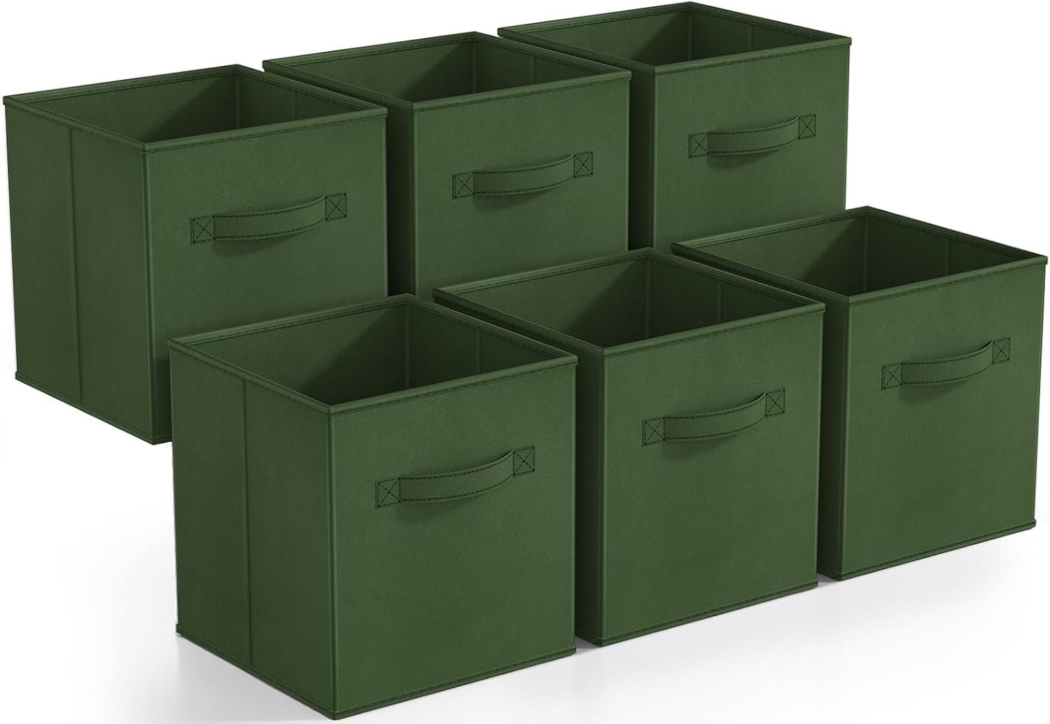 Sorbus Foldable Storage Cubes – 6 Fabric Baskets for Organizing Pantry, Shelf, Toy Box, Cubby, Closet Organizer – 11 Inch Collapsible Closet Organizers and Storage Bins (Dark Green 6 Pack)
