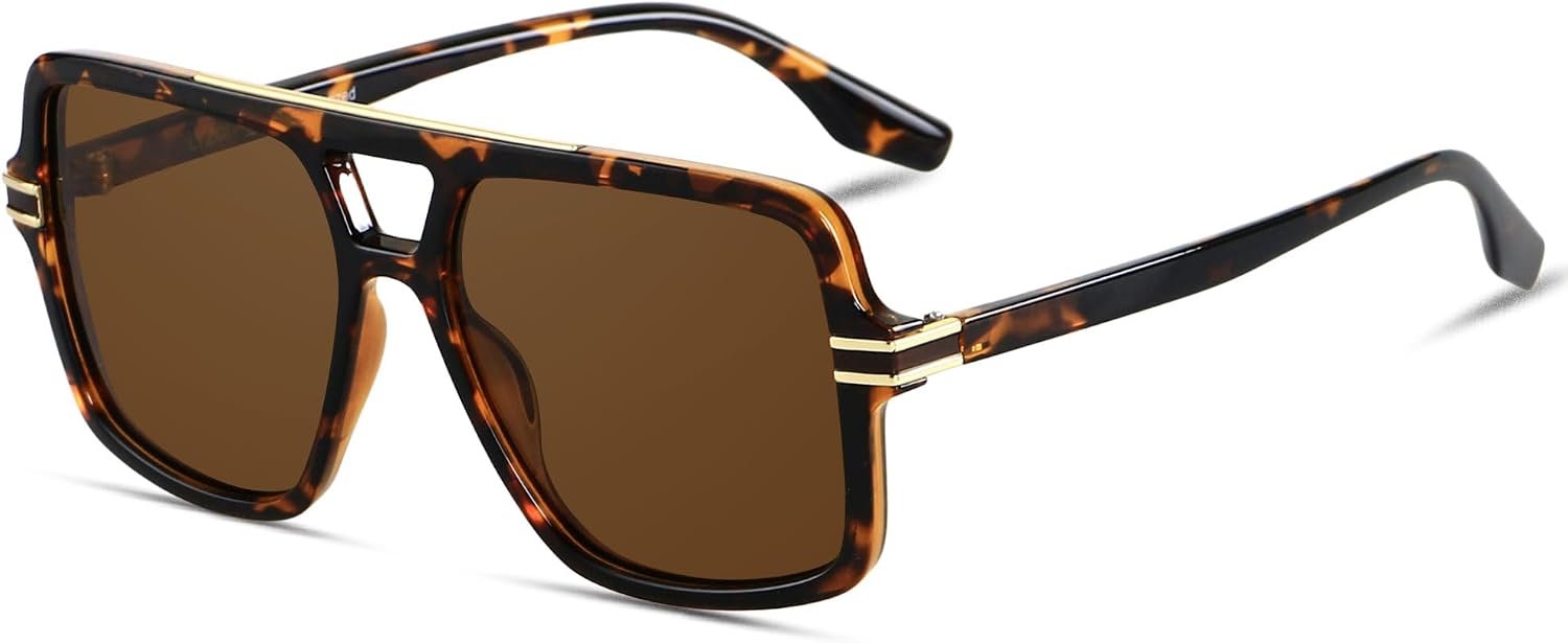 LYZOIT Retro Oversized Square Aviator Sunglasses Womens Polarized Trendy Big Large Rectangle Sun Glasses