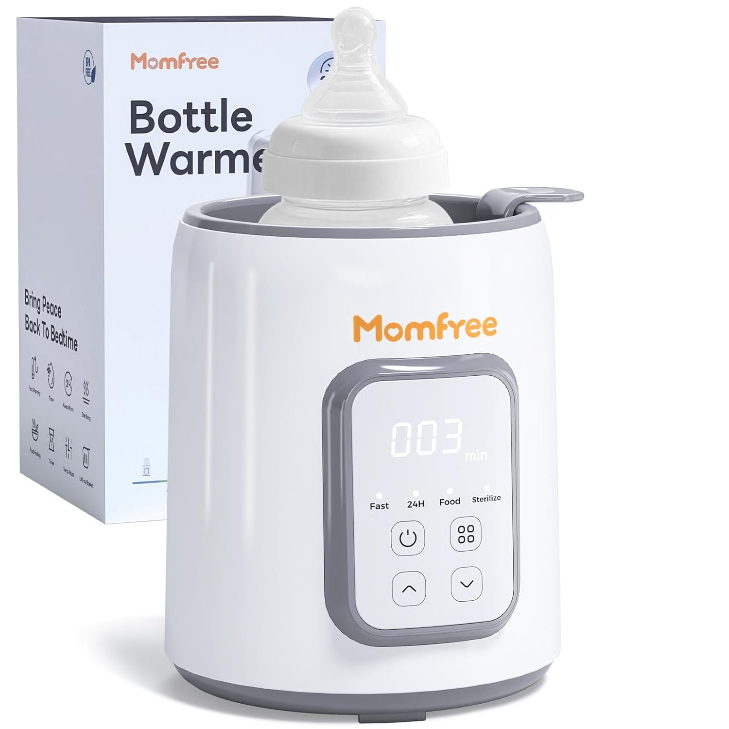 Bottle Warmer, 8-in-1 Fast Baby Bottle Warmer, Grey | for Breastmilk and Formula, Accurate Temperature Control, Automatic Shut-Off, Multifunctional for All Bottles | For Breastmilk and Formula, Accurate Temperature Control, Automatic Shut-Off, Multifunctional for All Bottles