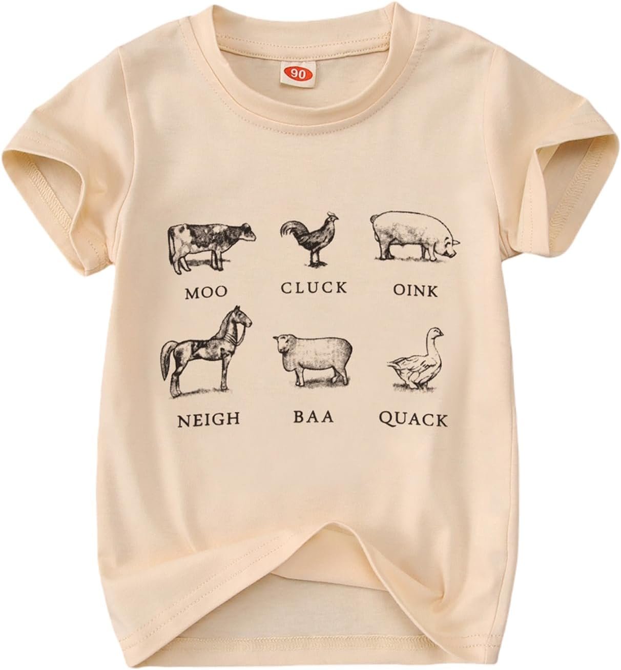 Toddler Baby Boys Girls Farm Shirt Cute Animals Graphic Short Sleeve T-Shirt Kids Funny Letter Print Summer Tee Tops