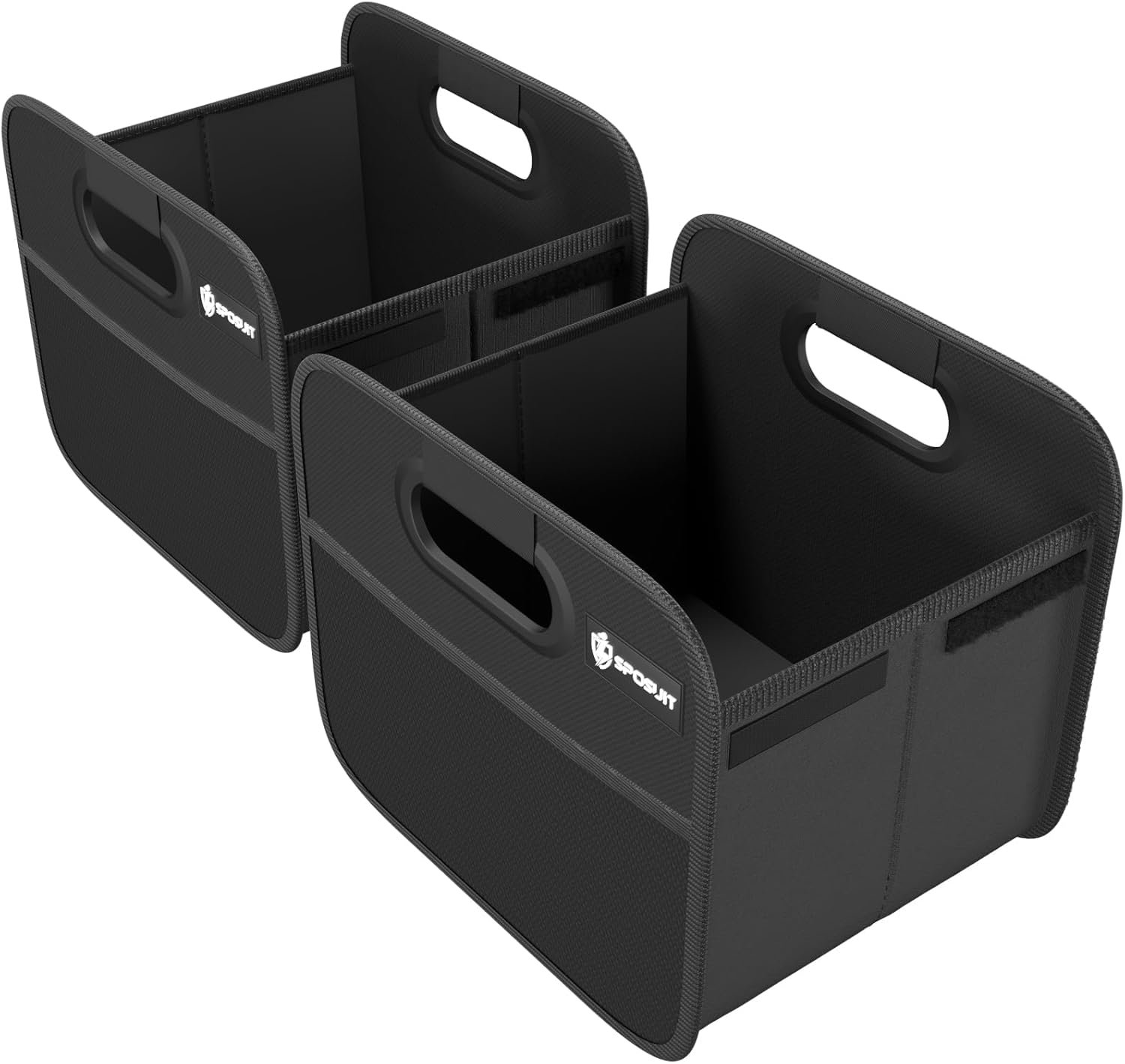 Sposuit Trunk Organizer for Car – Collapsible Split Trunk Storage with Reinforced Handles, SUV Trunk Organizers for Grocery Cargo(Black, 2Pack)