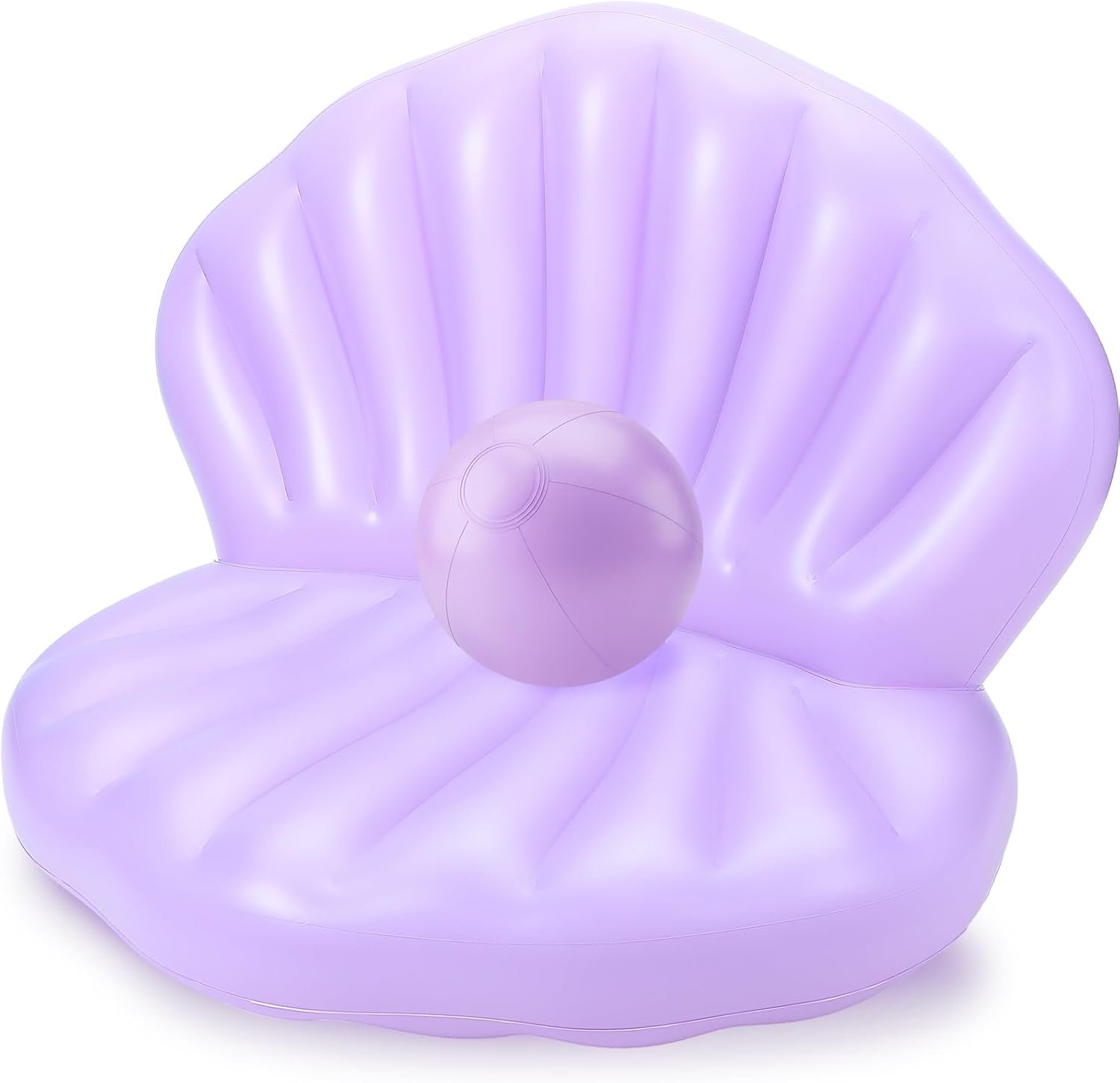 55 Inch Pool Float Inflatable Adult Seashell Float with Pearl Ball Cute Pool Lounge Chairs for Women Summer Beach Ocean Birthday Theme Party Favors